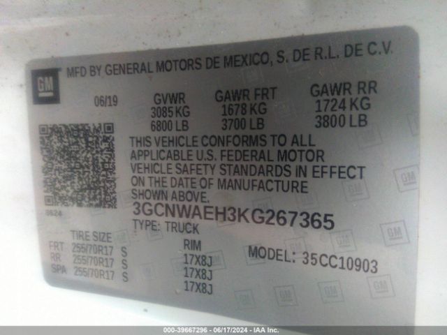 Photo 8 VIN: 3GCNWAEH3KG267365 - CHEVROLET SILVERADO 