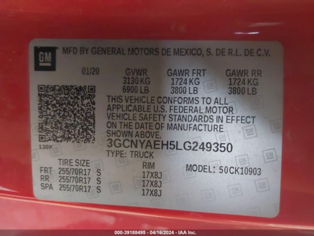 Photo 8 VIN: 3GCNYAEH5LG249350 - CHEVROLET SILVERADO 1500 