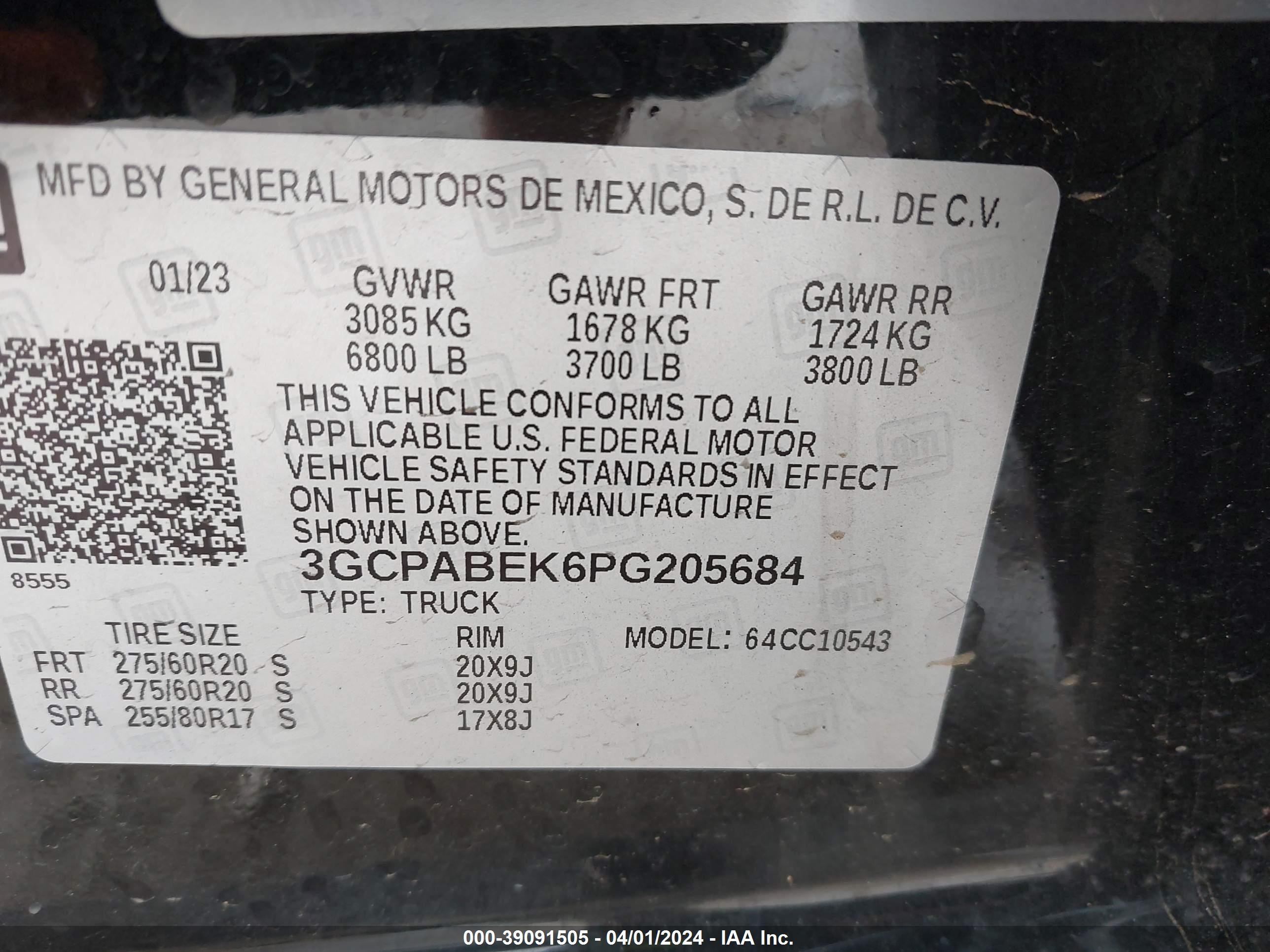 Photo 8 VIN: 3GCPABEK6PG205684 - CHEVROLET SILVERADO 