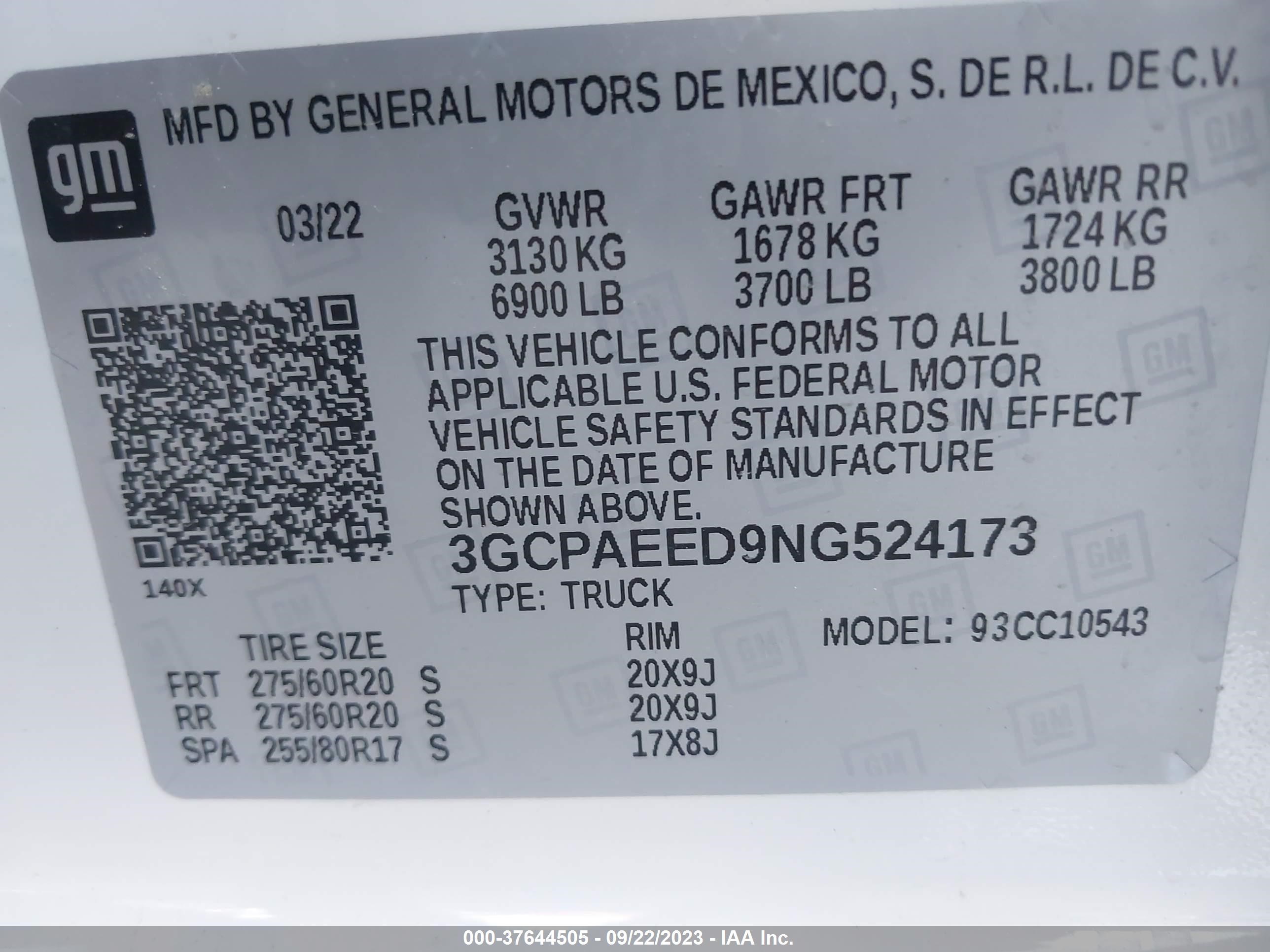 Photo 8 VIN: 3GCPAEED9NG524173 - CHEVROLET SILVERADO 