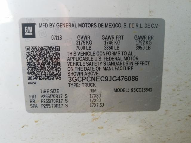 Photo 9 VIN: 3GCPCNEC9JG476086 - CHEVROLET SILVERADO 