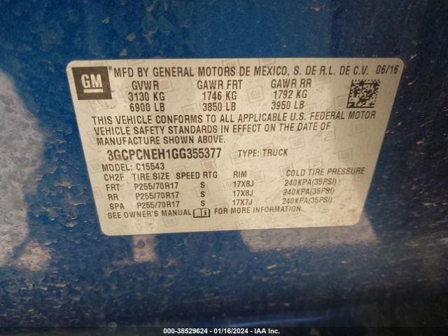 Photo 8 VIN: 3GCPCNEH1GG355377 - CHEVROLET SILVERADO 1500 