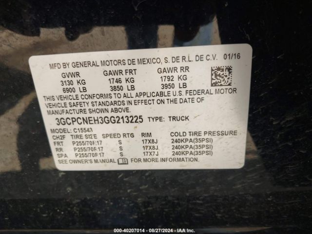 Photo 8 VIN: 3GCPCNEH3GG213225 - CHEVROLET SILVERADO 