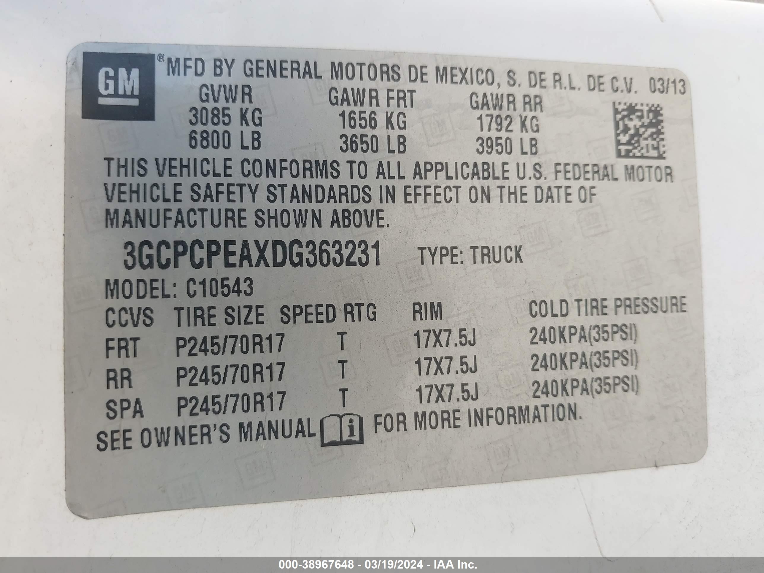 Photo 8 VIN: 3GCPCPEAXDG363231 - CHEVROLET SILVERADO 