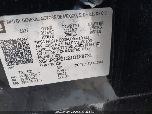 Photo 8 VIN: 3GCPCPEC2JG188731 - CHEVROLET SILVERADO 