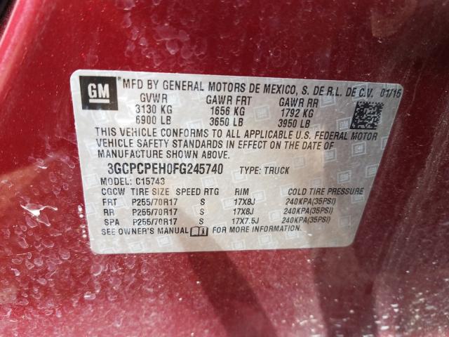 Photo 9 VIN: 3GCPCPEH0FG245740 - CHEVROLET SILVERADO 