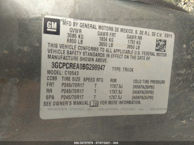 Photo 8 VIN: 3GCPCREA0BG298947 - CHEVROLET SILVERADO 1500 