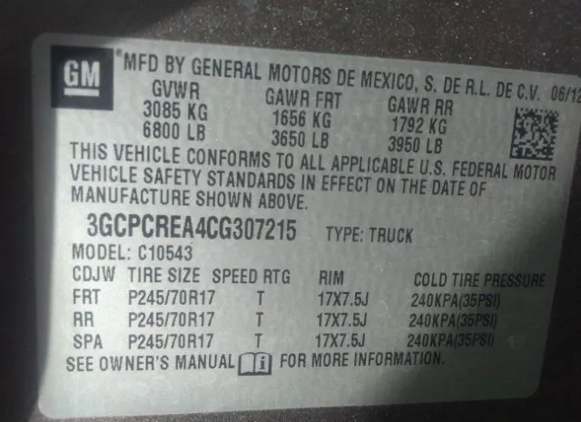 Photo 8 VIN: 3GCPCREA4CG307215 - CHEVROLET SILVERADO 1500 