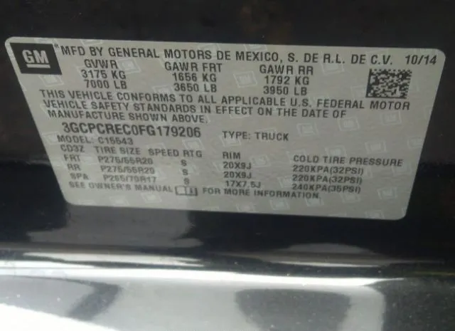 Photo 8 VIN: 3GCPCREC0FG179206 - CHEVROLET SILVERADO 1500 