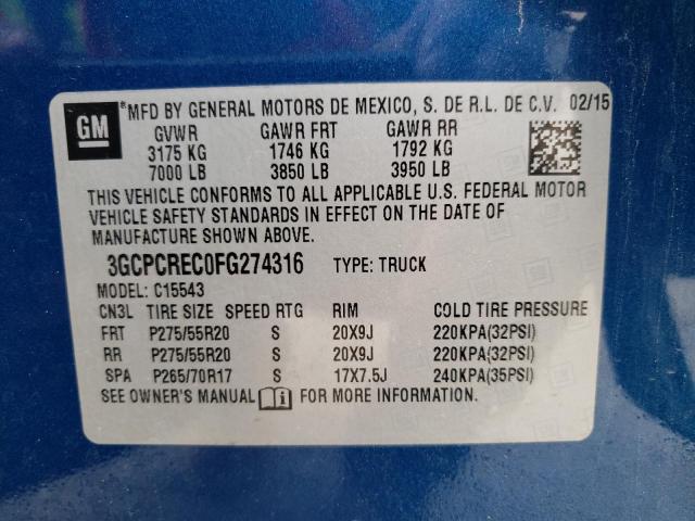 Photo 11 VIN: 3GCPCREC0FG274316 - CHEVROLET SILVERADO 