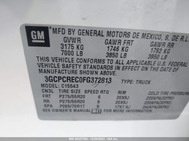 Photo 8 VIN: 3GCPCREC0FG372813 - CHEVROLET SILVERADO 1500 