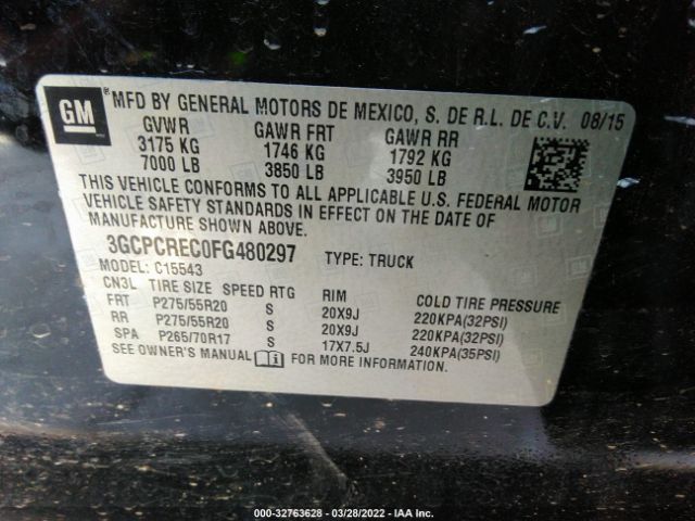 Photo 8 VIN: 3GCPCREC0FG480297 - CHEVROLET SILVERADO 1500 