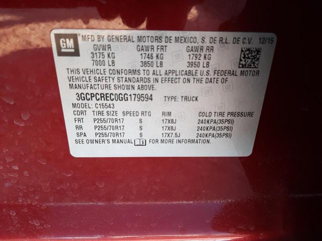 Photo 9 VIN: 3GCPCREC0GG179594 - CHEVROLET SILVERADO 