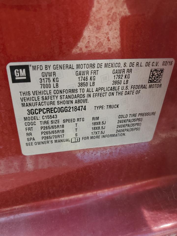 Photo 11 VIN: 3GCPCREC0GG218474 - CHEVROLET SILVERADO 