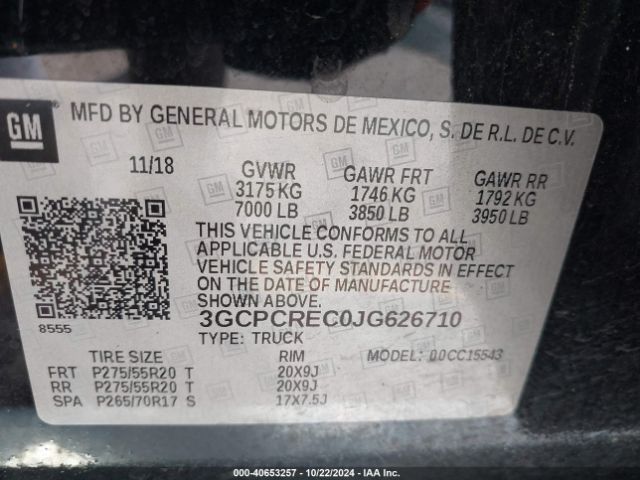 Photo 8 VIN: 3GCPCREC0JG626710 - CHEVROLET SILVERADO 