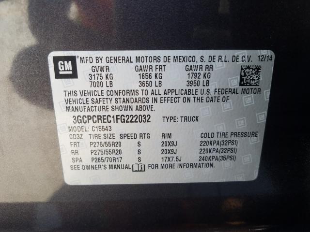 Photo 9 VIN: 3GCPCREC1FG222032 - CHEVROLET SILVERADO 