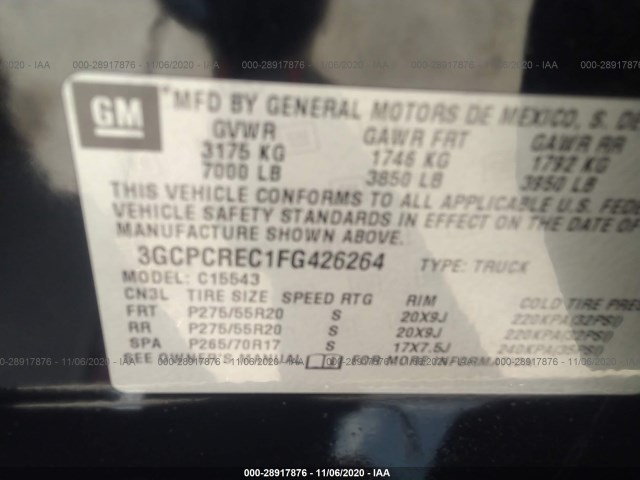 Photo 8 VIN: 3GCPCREC1FG426264 - CHEVROLET SILVERADO 1500 