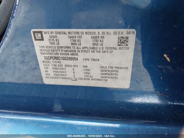 Photo 8 VIN: 3GCPCREC1GG288954 - CHEVROLET SILVERADO 