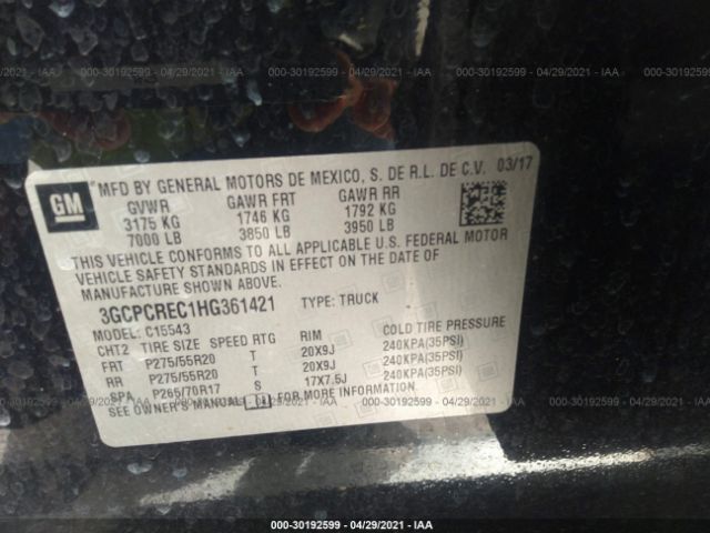 Photo 8 VIN: 3GCPCREC1HG361421 - CHEVROLET SILVERADO 1500 