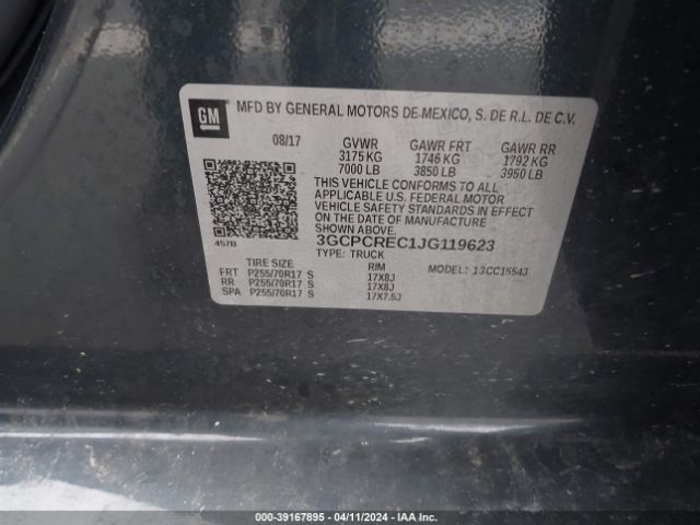 Photo 8 VIN: 3GCPCREC1JG119623 - CHEVROLET SILVERADO 1500 