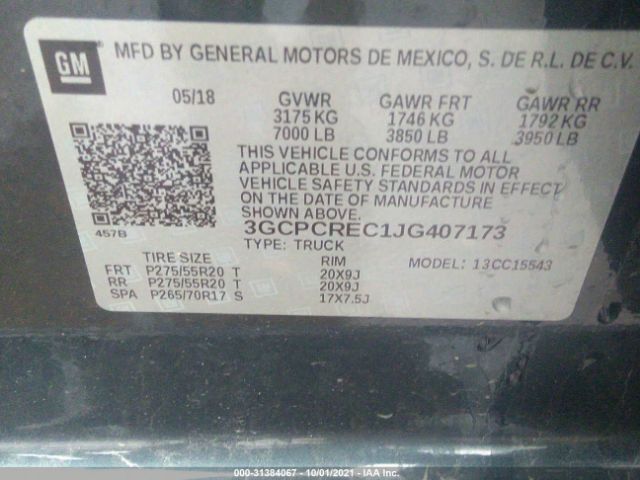 Photo 8 VIN: 3GCPCREC1JG407173 - CHEVROLET SILVERADO 1500 