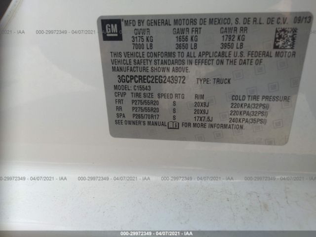 Photo 8 VIN: 3GCPCREC2EG243972 - CHEVROLET SILVERADO 1500 