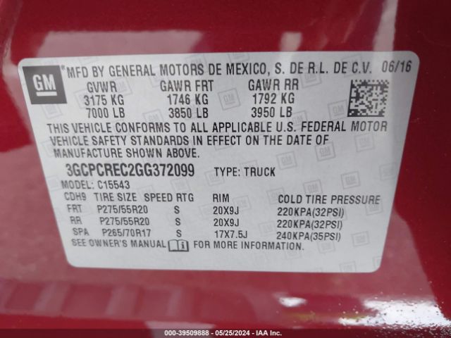 Photo 8 VIN: 3GCPCREC2GG372099 - CHEVROLET SILVERADO 1500 