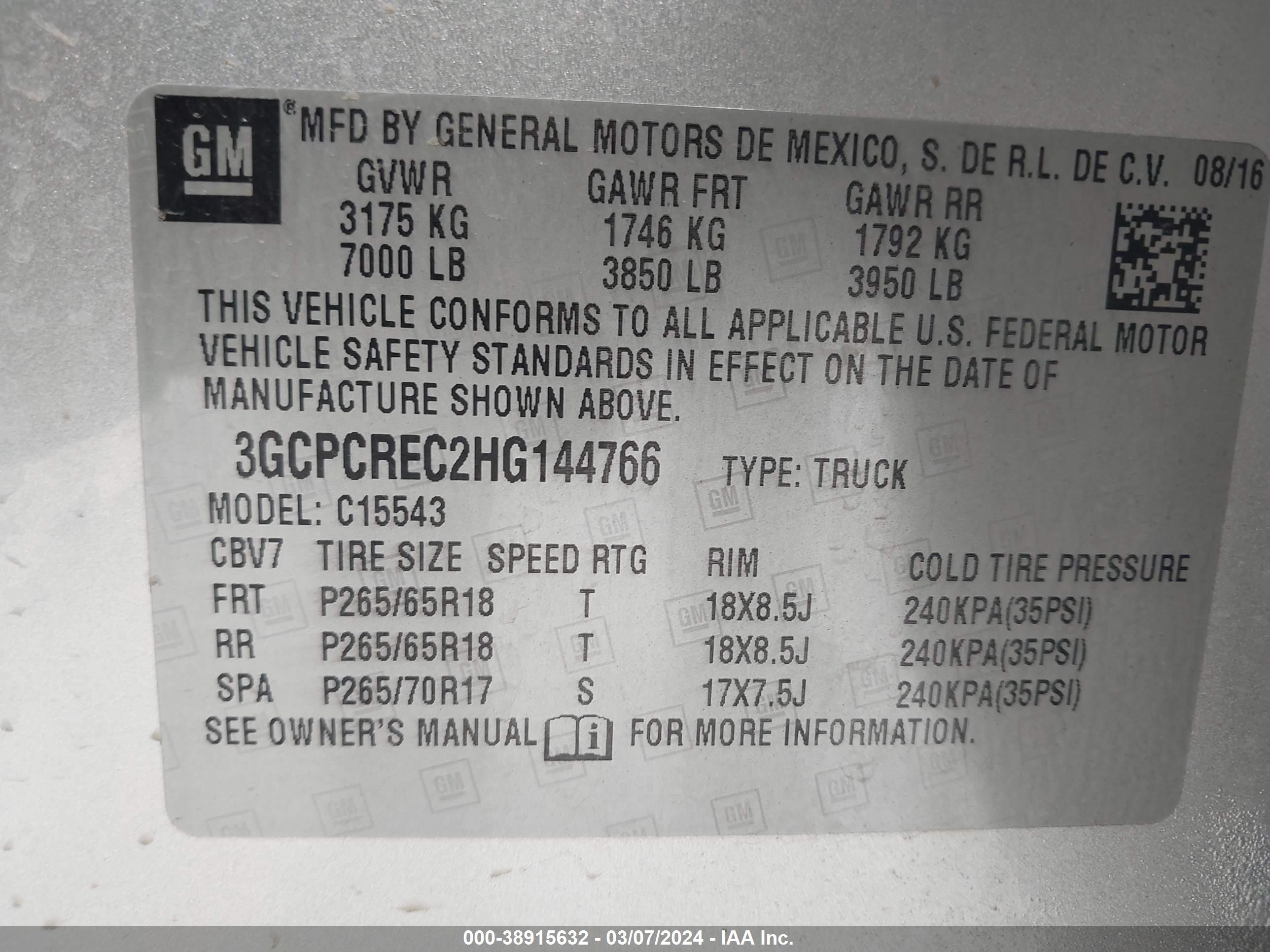 Photo 8 VIN: 3GCPCREC2HG144766 - CHEVROLET SILVERADO 