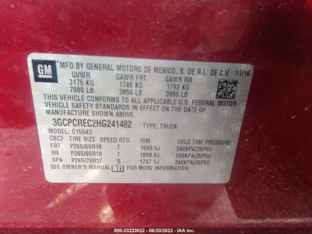 Photo 8 VIN: 3GCPCREC2HG241482 - CHEVROLET SILVERADO 1500 