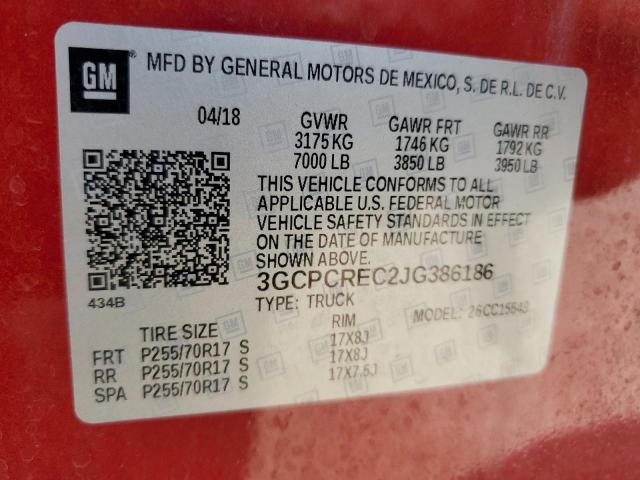 Photo 11 VIN: 3GCPCREC2JG386186 - CHEVROLET SILVERADO 