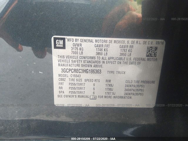 Photo 8 VIN: 3GCPCREC3HG186363 - CHEVROLET SILVERADO 1500 