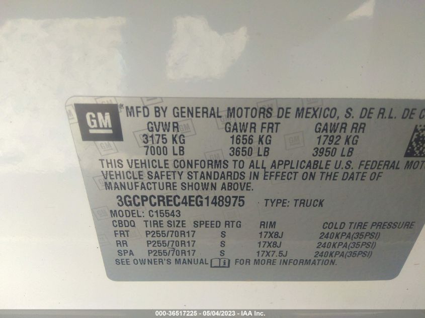 Photo 8 VIN: 3GCPCREC4EG148975 - CHEVROLET SILVERADO 