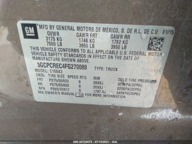 Photo 8 VIN: 3GCPCREC4FG270088 - CHEVROLET SILVERADO 1500 