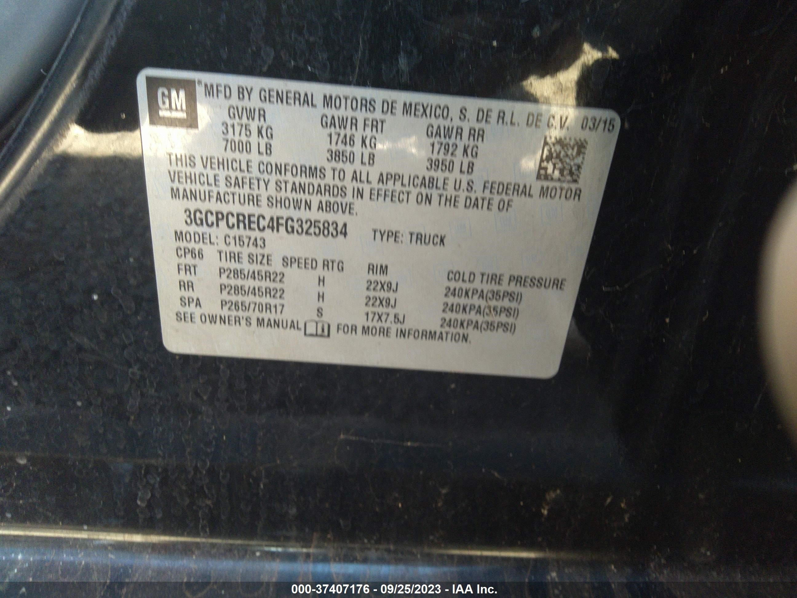 Photo 8 VIN: 3GCPCREC4FG325834 - CHEVROLET SILVERADO 