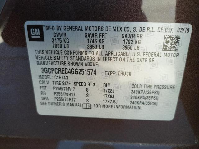 Photo 9 VIN: 3GCPCREC4GG251574 - CHEVROLET SILVERADO 