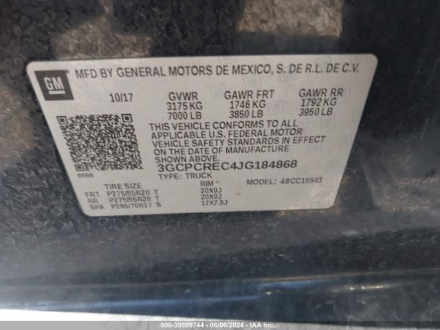 Photo 8 VIN: 3GCPCREC4JG184868 - CHEVROLET SILVERADO 