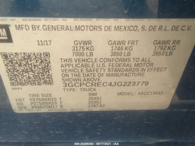 Photo 8 VIN: 3GCPCREC4JG223779 - CHEVROLET SILVERADO 1500 