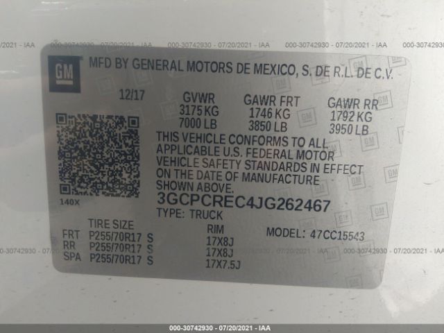 Photo 8 VIN: 3GCPCREC4JG262467 - CHEVROLET SILVERADO 1500 