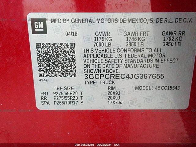 Photo 8 VIN: 3GCPCREC4JG367655 - CHEVROLET SILVERADO 1500 