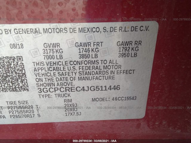 Photo 8 VIN: 3GCPCREC4JG511446 - CHEVROLET SILVERADO 1500 