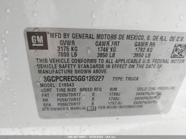 Photo 8 VIN: 3GCPCREC5GG126227 - CHEVROLET SILVERADO 