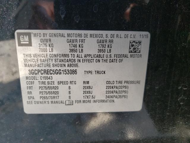 Photo 9 VIN: 3GCPCREC5GG153086 - CHEVROLET SILVERADO 