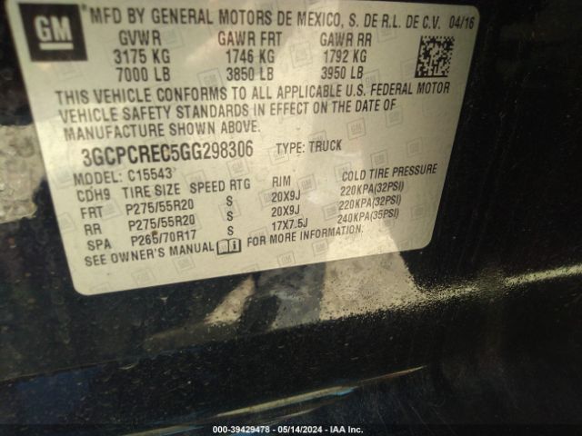 Photo 8 VIN: 3GCPCREC5GG298306 - CHEVROLET SILVERADO 1500 