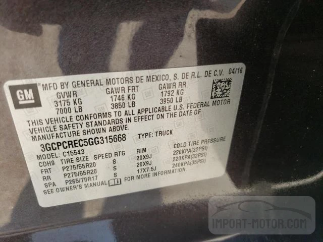 Photo 11 VIN: 3GCPCREC5GG315668 - CHEVROLET SILVERADO 