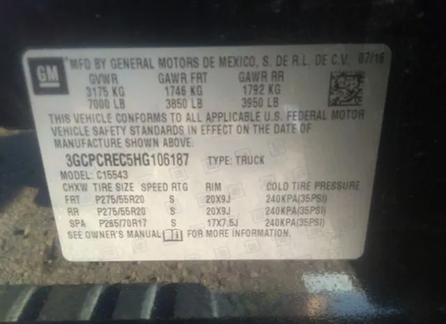 Photo 8 VIN: 3GCPCREC5HG106187 - CHEVROLET SILVERADO 1500 