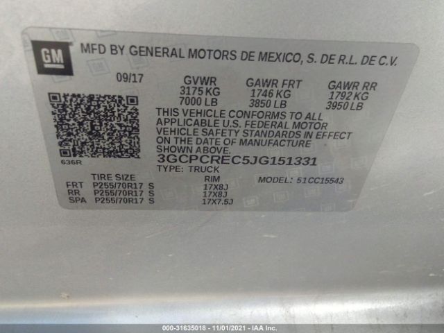 Photo 8 VIN: 3GCPCREC5JG151331 - CHEVROLET SILVERADO 1500 