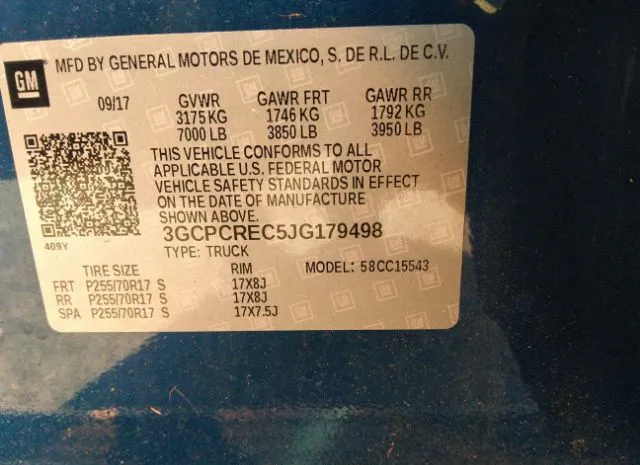 Photo 8 VIN: 3GCPCREC5JG179498 - CHEVROLET SILVERADO 1500 