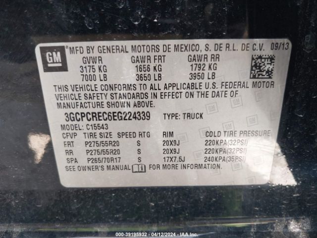 Photo 8 VIN: 3GCPCREC6EG224339 - CHEVROLET SILVERADO 1500 