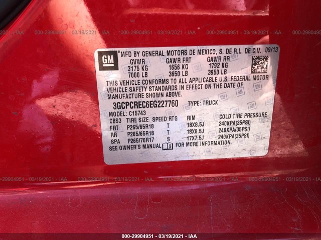 Photo 8 VIN: 3GCPCREC6EG227760 - CHEVROLET SILVERADO 1500 