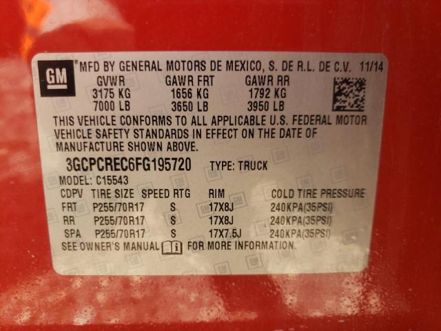 Photo 9 VIN: 3GCPCREC6FG195720 - CHEVROLET SILVERADO 